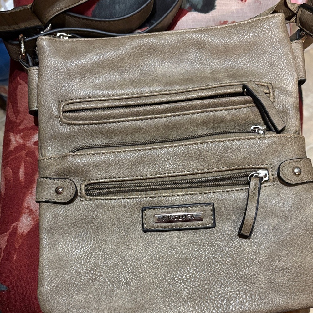 Mia&Luca Faix Leather Crossbody with Front Zippers